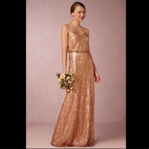 BHLDN Rose Gold Sequin Gown